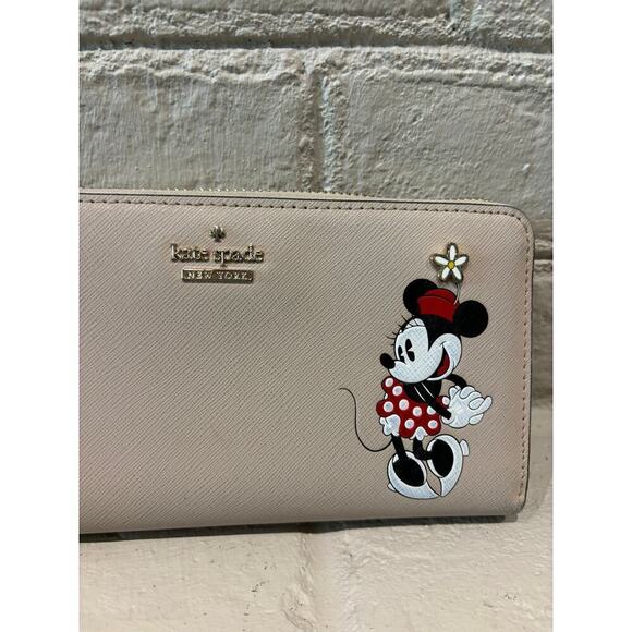 KATE SPADE DISNEY MINNIE MOUSE LACEY ZIP AROUND SAFFIANO LEATHER WALLET - Picture 2 of 7